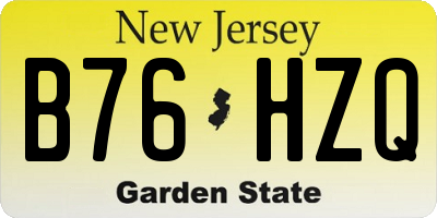 NJ license plate B76HZQ