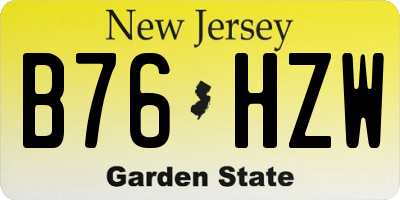 NJ license plate B76HZW