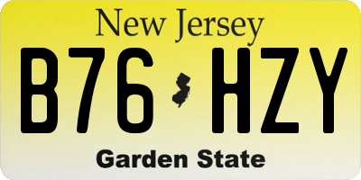 NJ license plate B76HZY