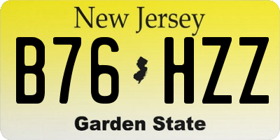 NJ license plate B76HZZ