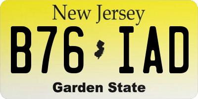 NJ license plate B76IAD