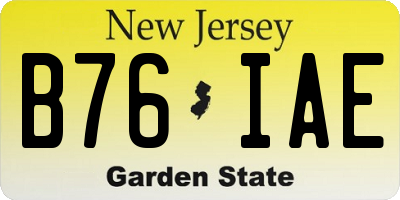 NJ license plate B76IAE