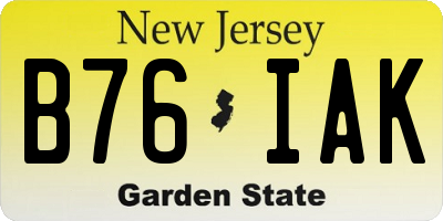 NJ license plate B76IAK