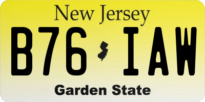 NJ license plate B76IAW