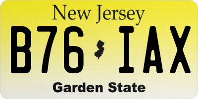 NJ license plate B76IAX