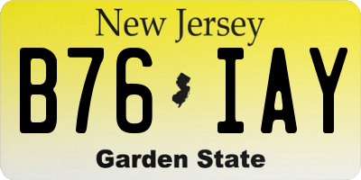 NJ license plate B76IAY