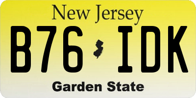 NJ license plate B76IDK