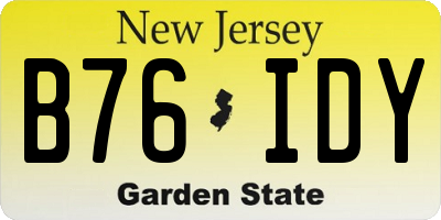 NJ license plate B76IDY