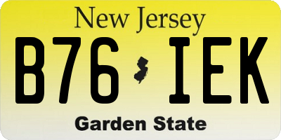 NJ license plate B76IEK