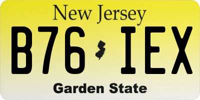 NJ license plate B76IEX