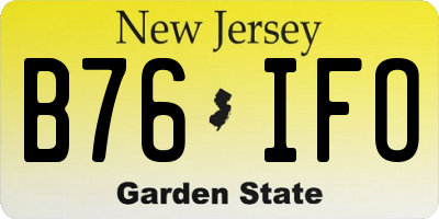 NJ license plate B76IFO