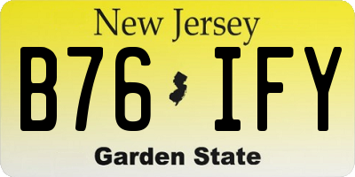 NJ license plate B76IFY