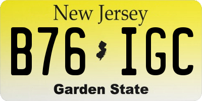 NJ license plate B76IGC