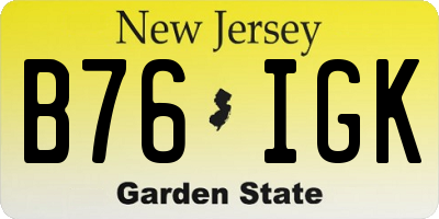 NJ license plate B76IGK