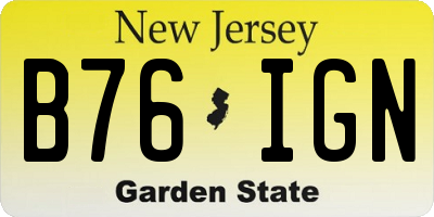 NJ license plate B76IGN