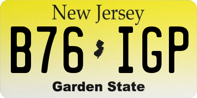 NJ license plate B76IGP