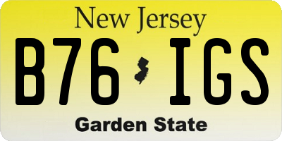 NJ license plate B76IGS