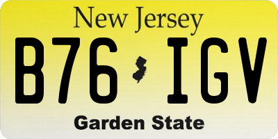 NJ license plate B76IGV
