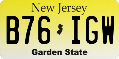 NJ license plate B76IGW