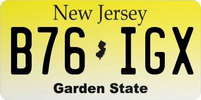 NJ license plate B76IGX