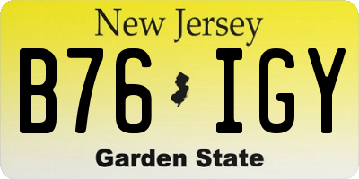 NJ license plate B76IGY