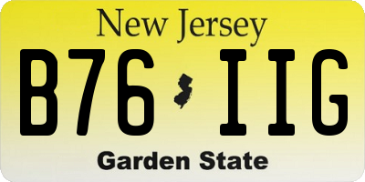 NJ license plate B76IIG
