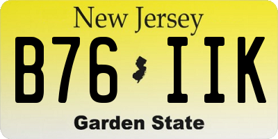 NJ license plate B76IIK
