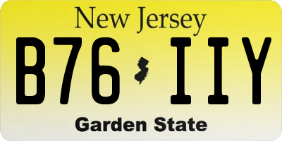 NJ license plate B76IIY