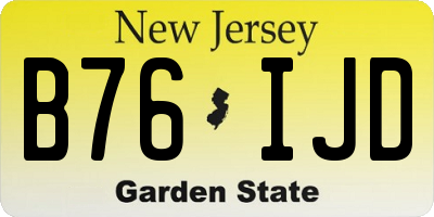NJ license plate B76IJD
