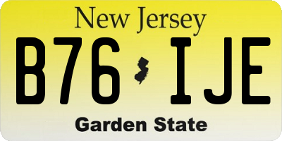 NJ license plate B76IJE