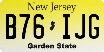 NJ license plate B76IJG