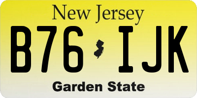 NJ license plate B76IJK