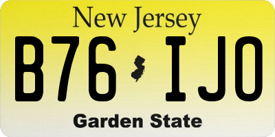 NJ license plate B76IJO
