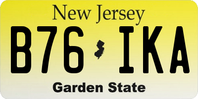 NJ license plate B76IKA