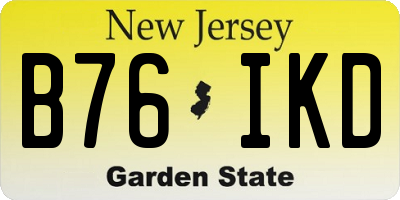 NJ license plate B76IKD