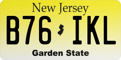 NJ license plate B76IKL