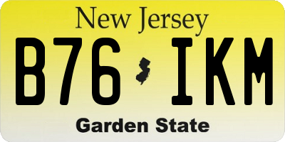 NJ license plate B76IKM