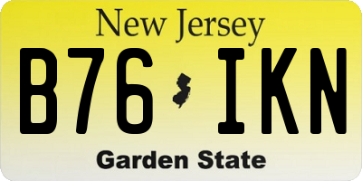 NJ license plate B76IKN