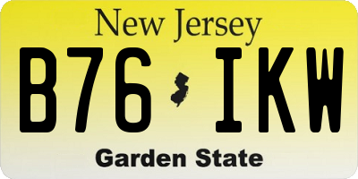 NJ license plate B76IKW