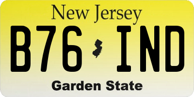NJ license plate B76IND