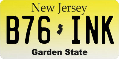 NJ license plate B76INK