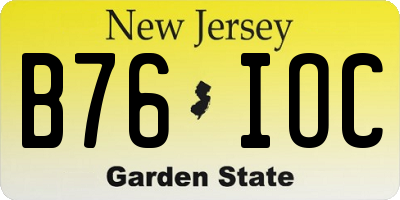 NJ license plate B76IOC