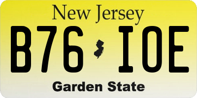 NJ license plate B76IOE