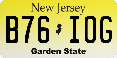NJ license plate B76IOG