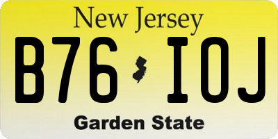 NJ license plate B76IOJ