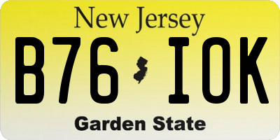 NJ license plate B76IOK