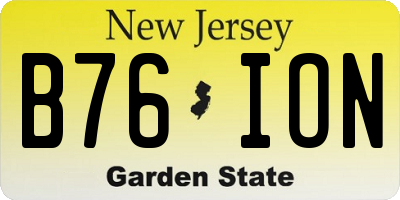 NJ license plate B76ION