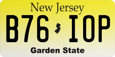 NJ license plate B76IOP