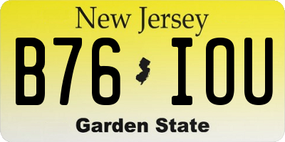 NJ license plate B76IOU