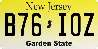 NJ license plate B76IOZ